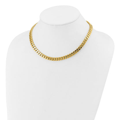 14K Bicolor Zirkonia Poliert Fantasie Panzer Halskette