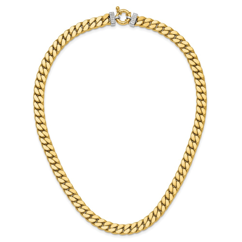 14K Bicolor Zirkonia Poliert Fantasie Panzer Halskette