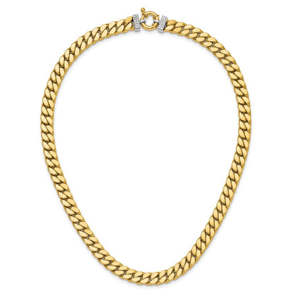 14K Bicolor Zirkonia Poliert Fantasie Panzer Halskette