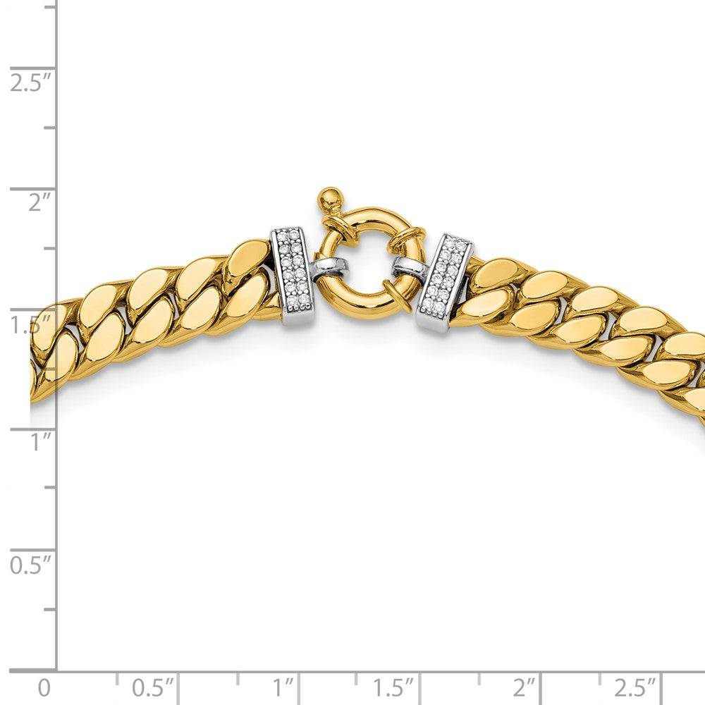 14K Bicolor Zirkonia Poliert Fantasie Panzer Halskette