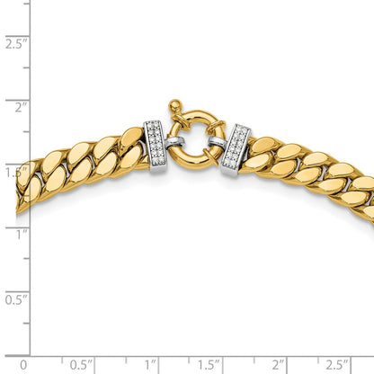14K Bicolor Zirkonia Poliert Fantasie Panzer Halskette
