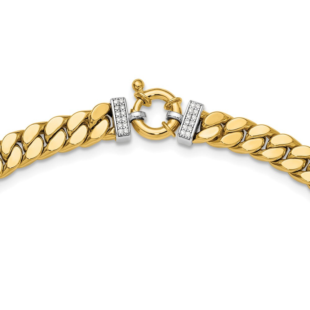 14K Bicolor Zirkonia Poliert Fantasie Panzer Halskette