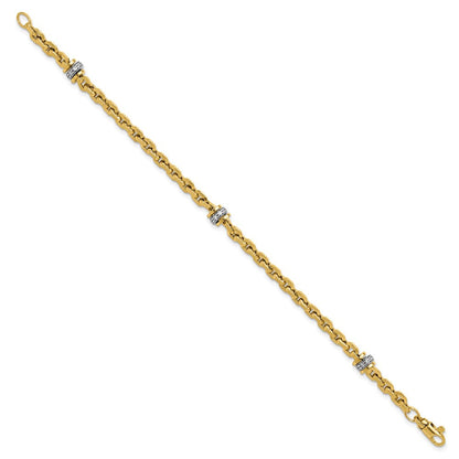 14K Bicolor Zirkonia Poliert Fantasieglieder Armband