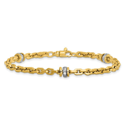 14K Bicolor Zirkonia Poliert Fantasieglieder Armband