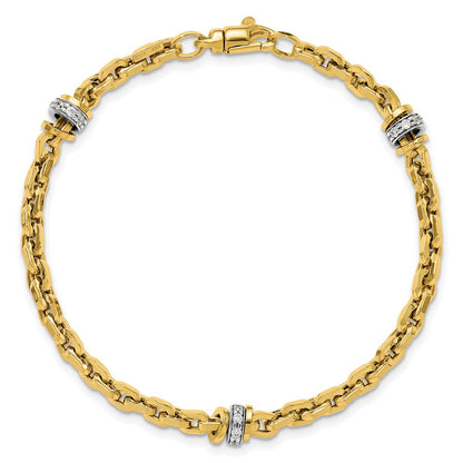 14K Bicolor Zirkonia Poliert Fantasieglieder Armband