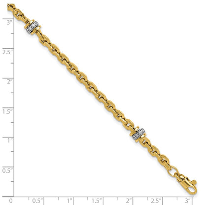 14K Bicolor Zirkonia Poliert Fantasieglieder Armband