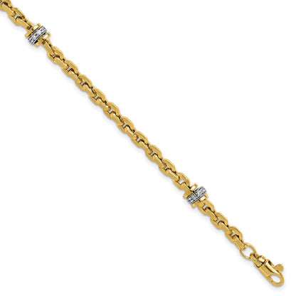 14K Bicolor Zirkonia Poliert Fantasieglieder Armband