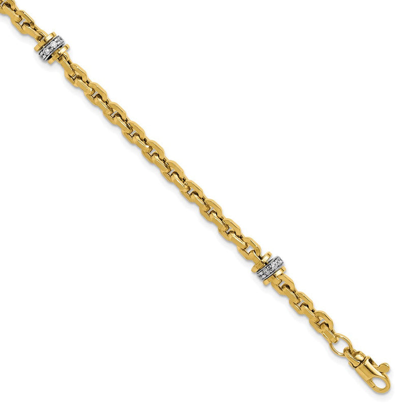 14K Bicolor Zirkonia Poliert Fantasieglieder Armband