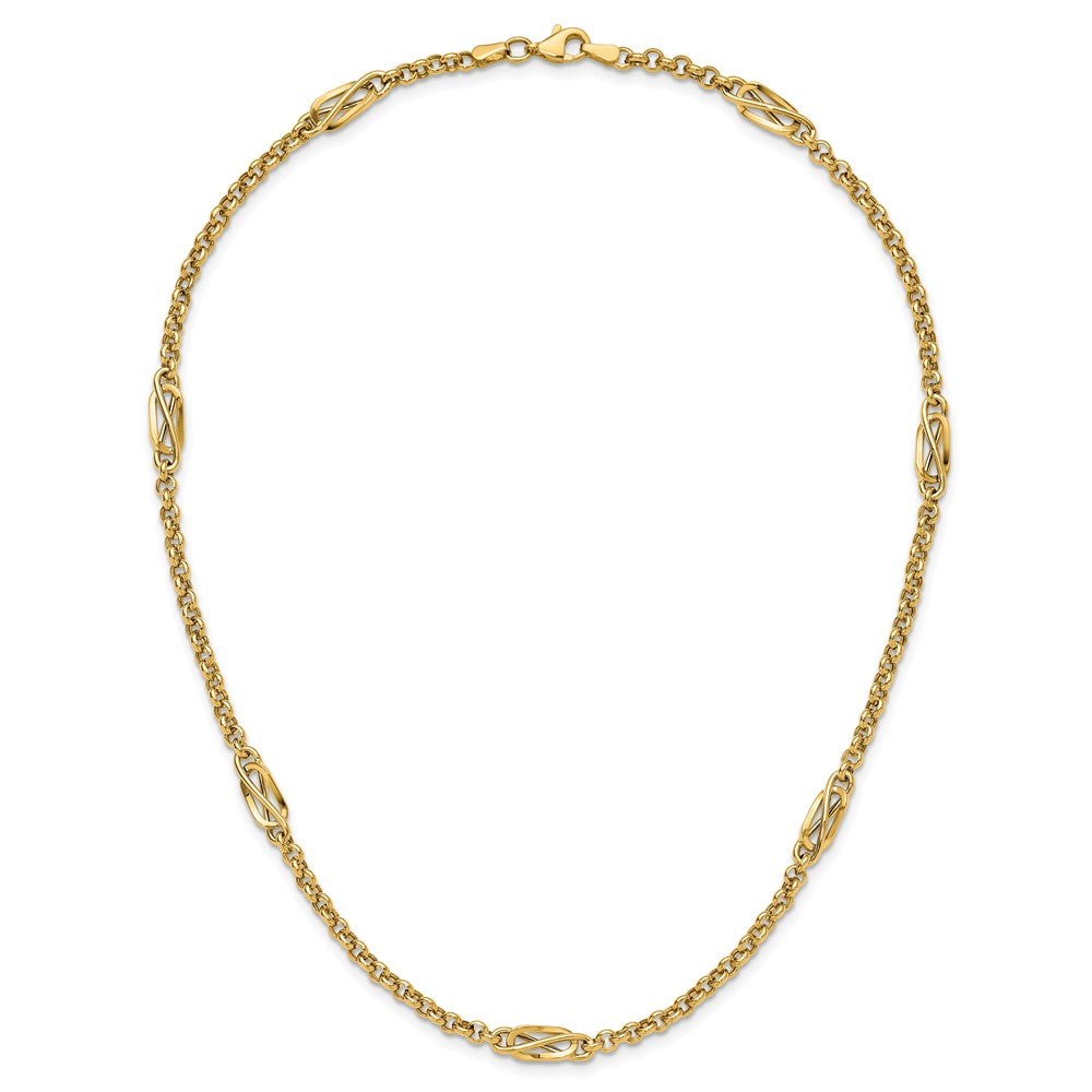 14K Gelbgold Poliert Fantasieglieder Halskette