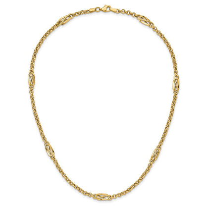 14K Gelbgold Poliert Fantasieglieder Halskette