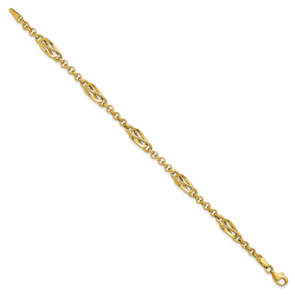 14K Gelbgold Poliert Fantasieglieder Armband