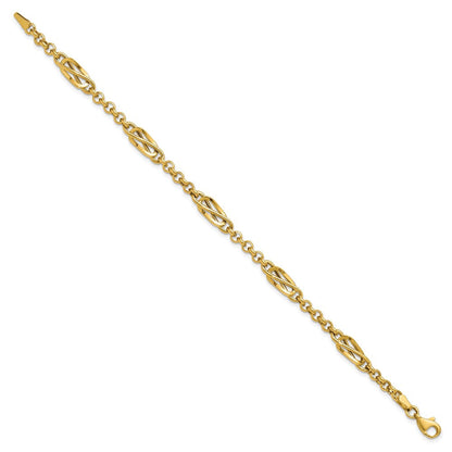 14K Gelbgold Poliert Fantasieglieder Armband