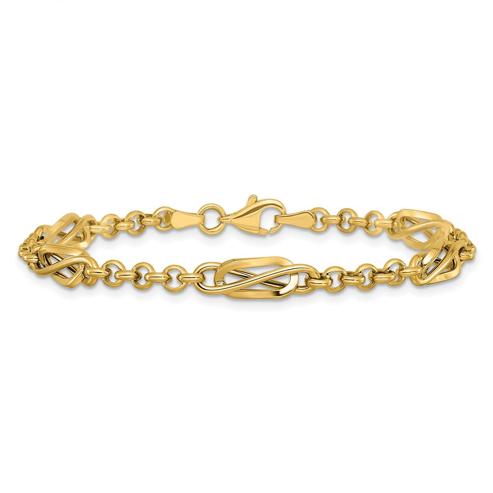 14K Gelbgold Poliert Fantasieglieder Armband