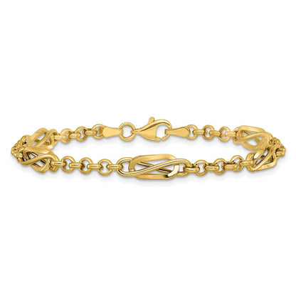 14K Gelbgold Poliert Fantasieglieder Armband