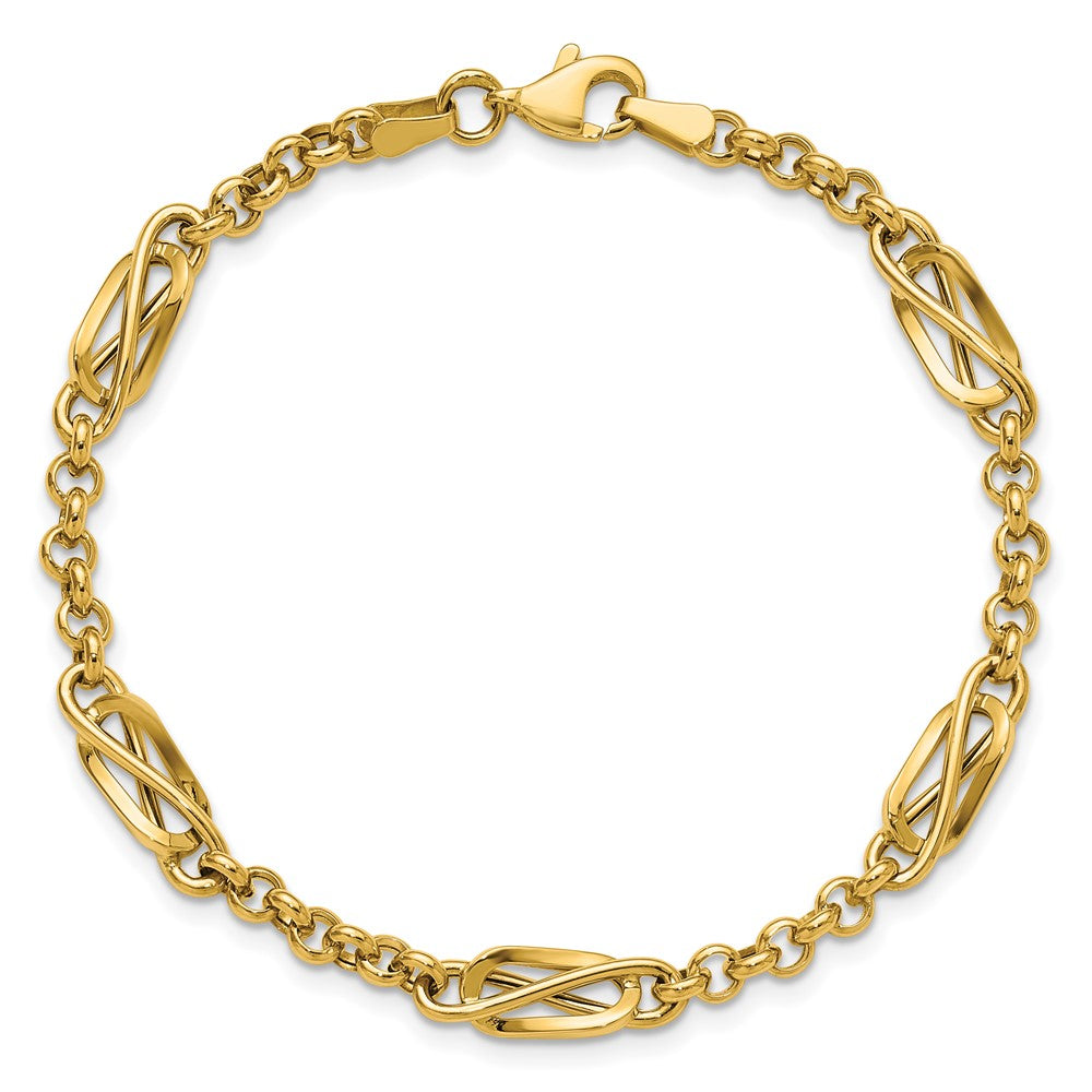 14K Gelbgold Poliert Fantasieglieder Armband