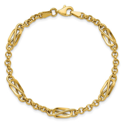 14K Gelbgold Poliert Fantasieglieder Armband