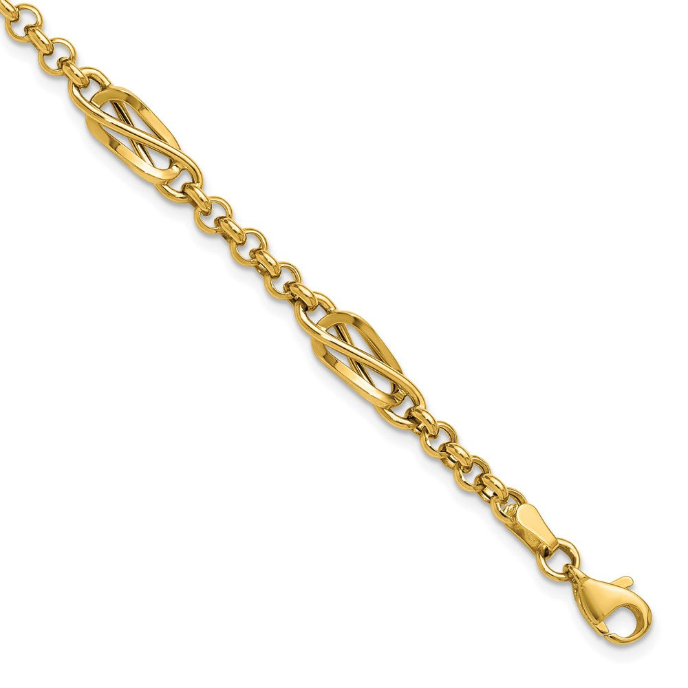 14K Gelbgold Poliert Fantasieglieder Armband