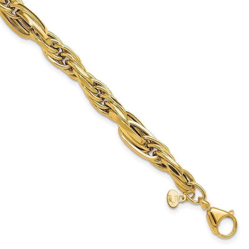 14K Gelbgold Poliert Fantasieglieder Armband