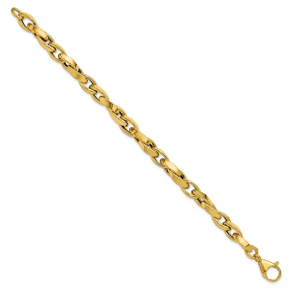 14K Gelbgold Poliert Fantasie Gedreht Glieder Armband