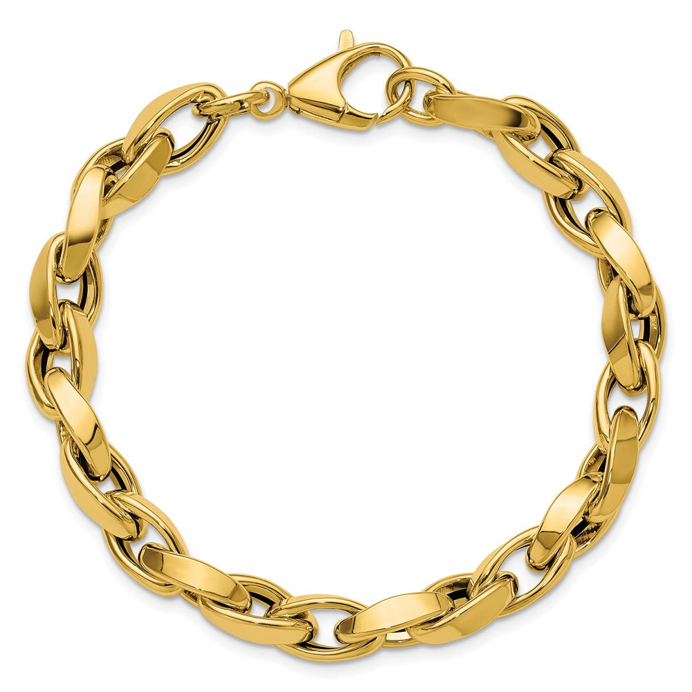 14K Gelbgold Poliert Fantasie Gedreht Glieder Armband