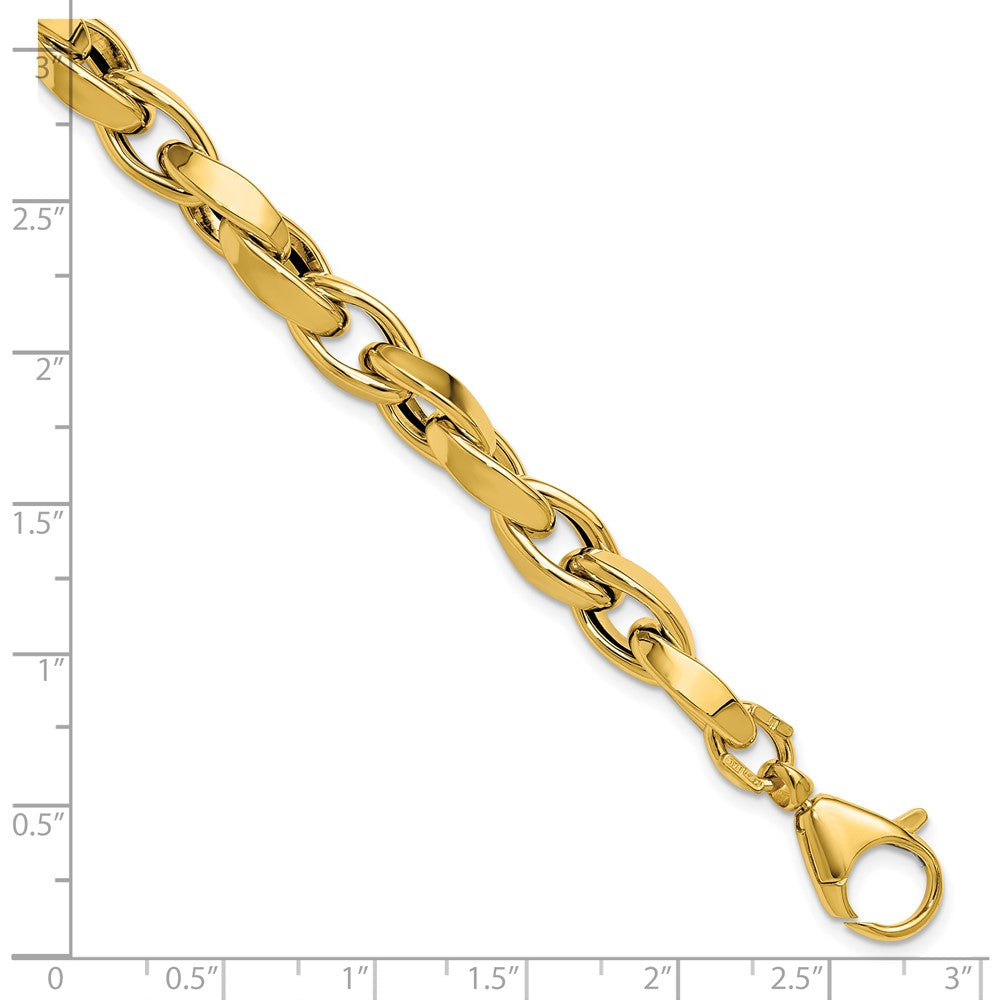 14K Gelbgold Poliert Fantasie Gedreht Glieder Armband