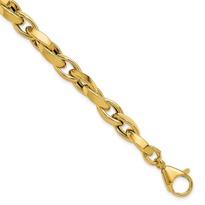 14K Gelbgold Poliert Fantasie Gedreht Glieder Armband