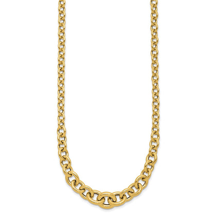 14K Gelbgold Poliert Fantasie Abgestuft Kreis Glieder Halskette