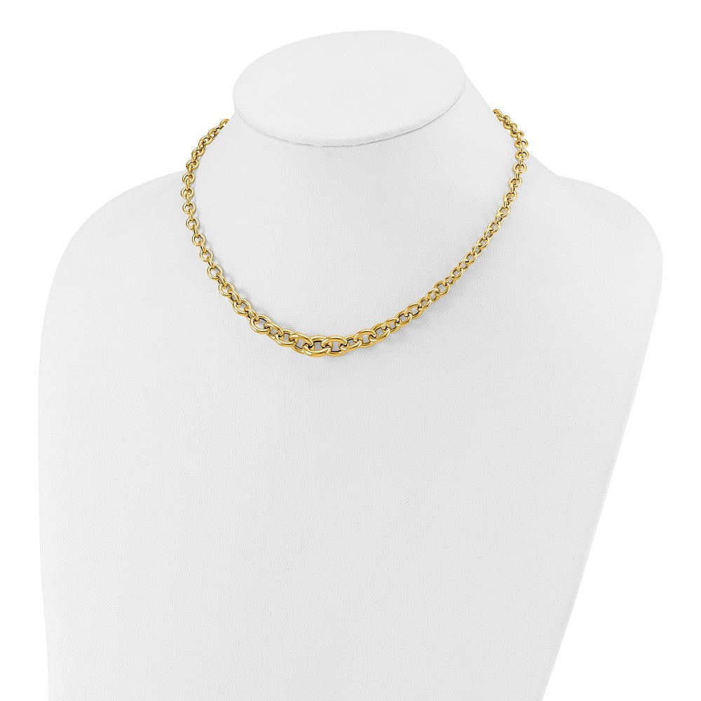 14K Gelbgold Poliert Fantasie Abgestuft Kreis Glieder Halskette