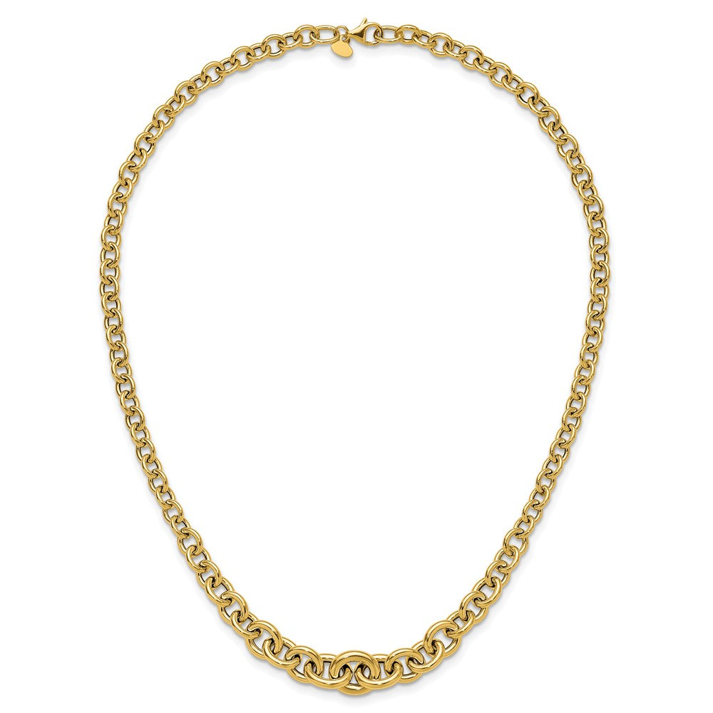 14K Gelbgold Poliert Fantasie Abgestuft Kreis Glieder Halskette
