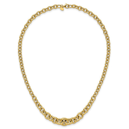 14K Gelbgold Poliert Fantasie Abgestuft Kreis Glieder Halskette
