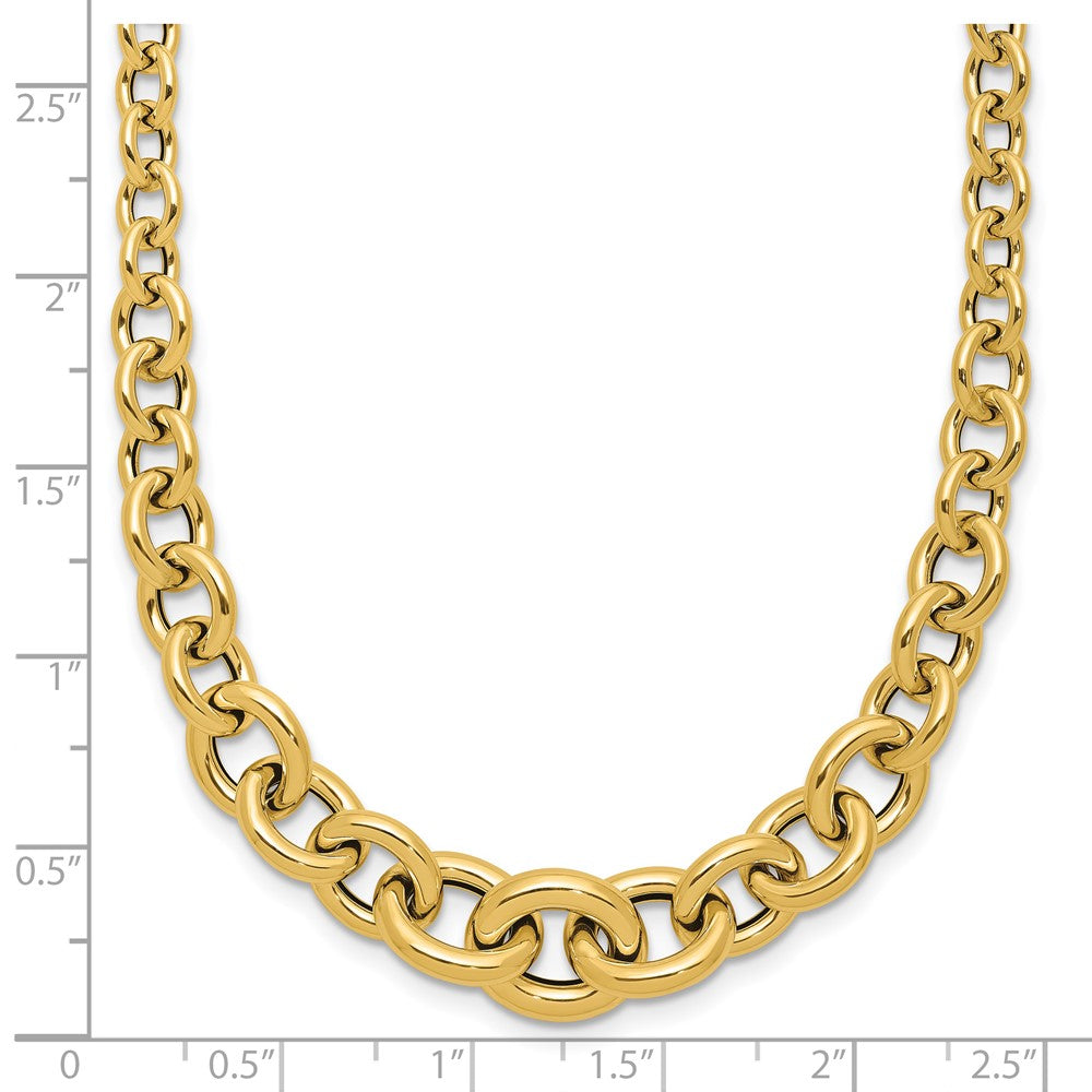 14K Gelbgold Poliert Fantasie Abgestuft Kreis Glieder Halskette