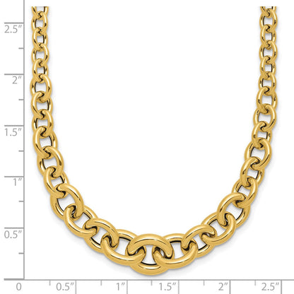14K Gelbgold Poliert Fantasie Abgestuft Kreis Glieder Halskette