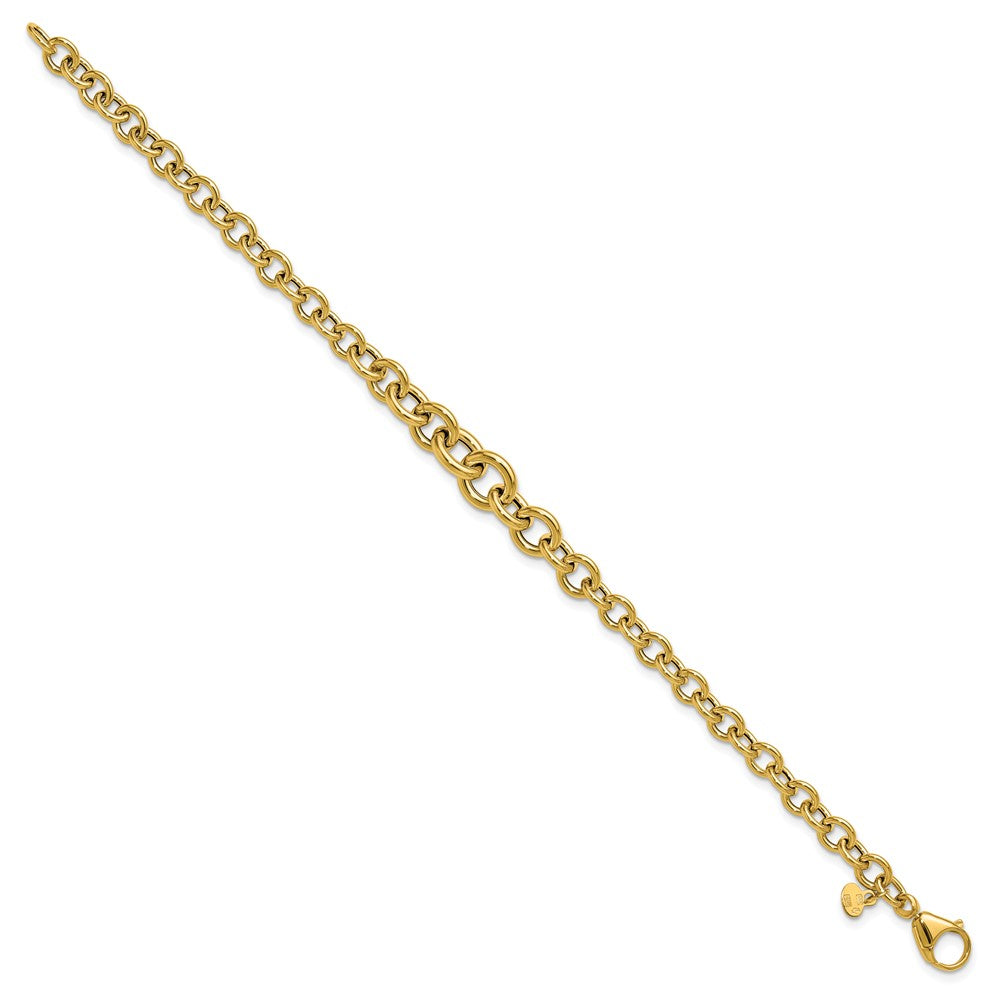 14K Gelbgold Poliert Fantasie Abgestuft Kreis Glieder Armband
