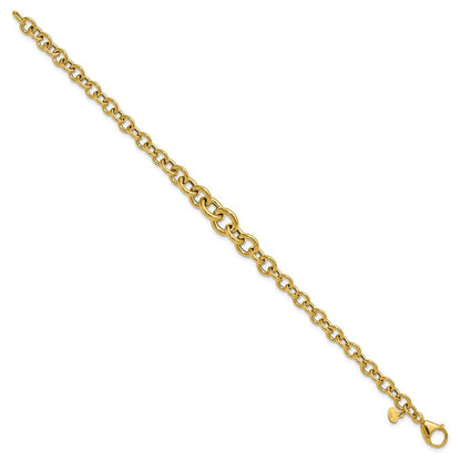 14K Gelbgold Poliert Fantasie Abgestuft Kreis Glieder Armband
