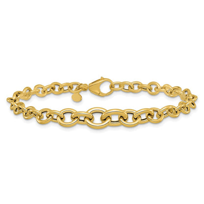 14K Gelbgold Poliert Fantasie Abgestuft Kreis Glieder Armband