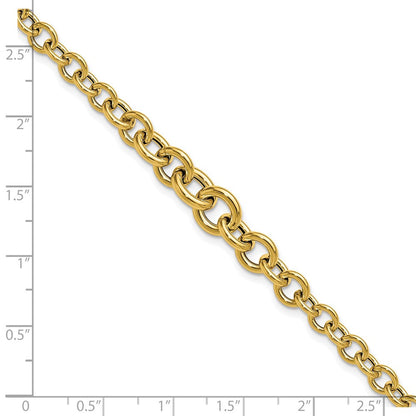 14K Gelbgold Poliert Fantasie Abgestuft Kreis Glieder Armband