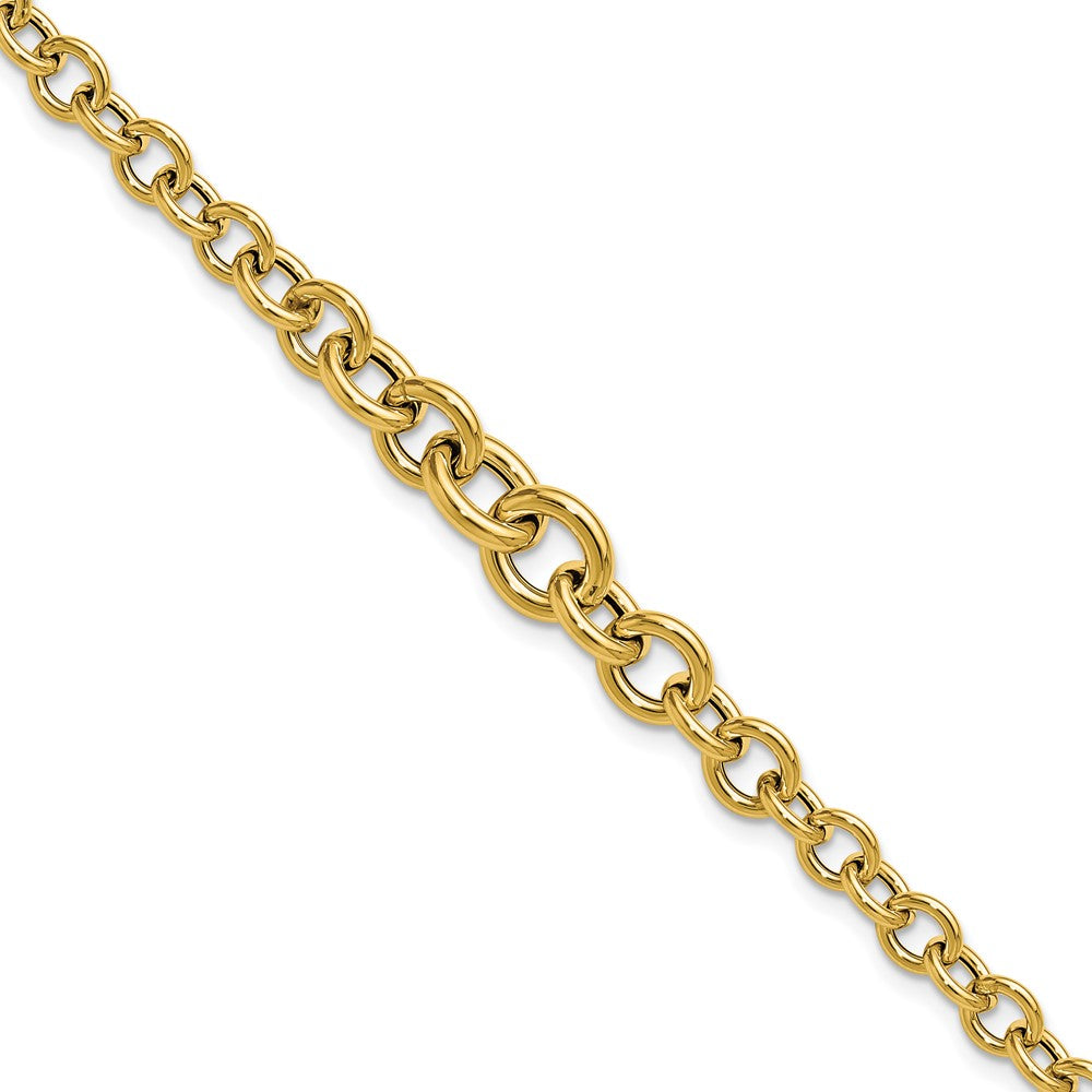 14K Gelbgold Poliert Fantasie Abgestuft Kreis Glieder Armband