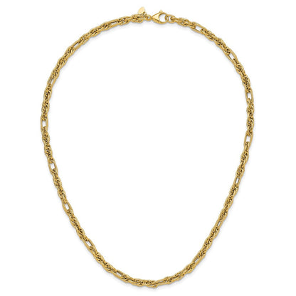 14K Gelbgold Poliert und Strukturiert Fantasieglieder Halskette