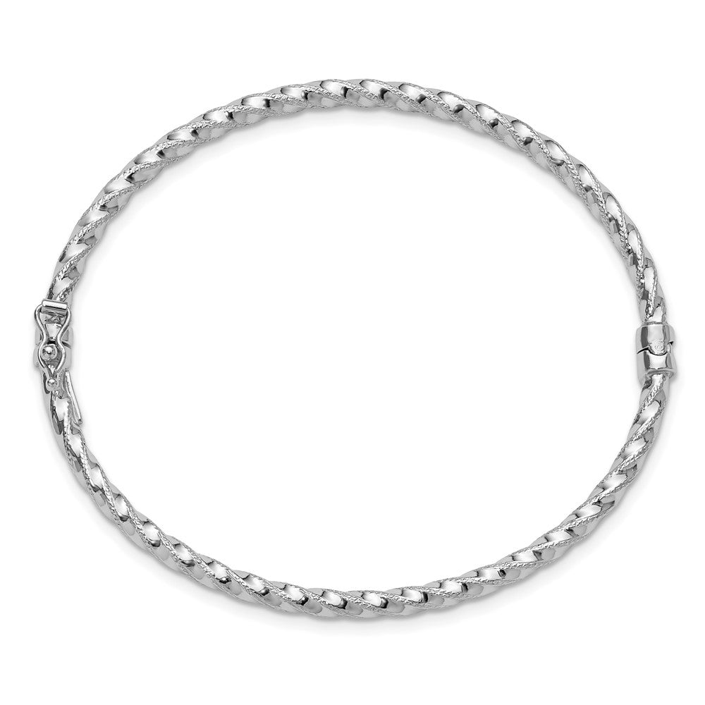 14K Weißgold Poliert/textured/twisted Klappbar Armreif