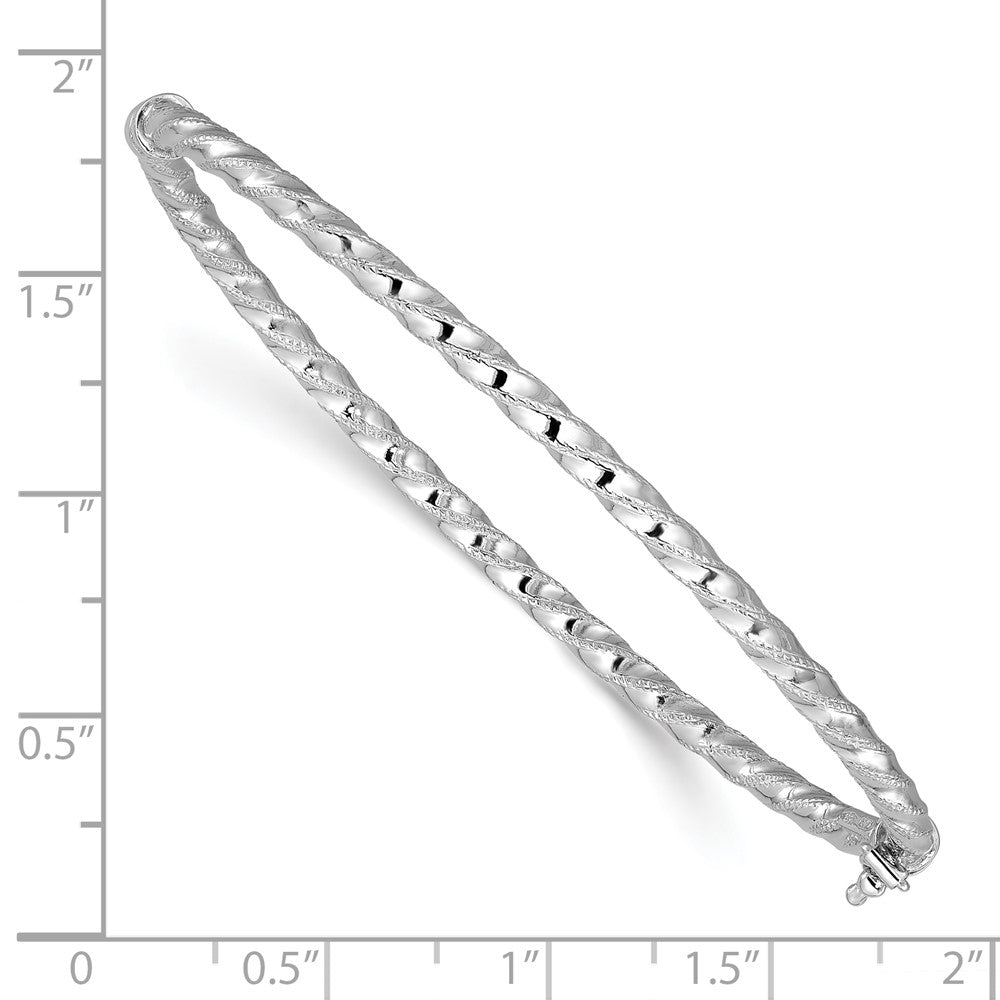 14K Weißgold Poliert/textured/twisted Klappbar Armreif