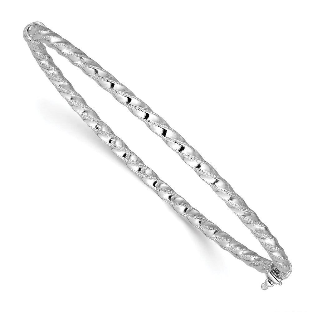 14K Weißgold Poliert/textured/twisted Klappbar Armreif