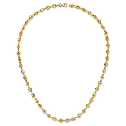 14K Gelbgold Poliert Gewölbt Marine Glieder Halskette