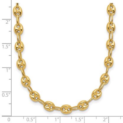 14K Gelbgold Poliert Gewölbt Marine Glieder Halskette