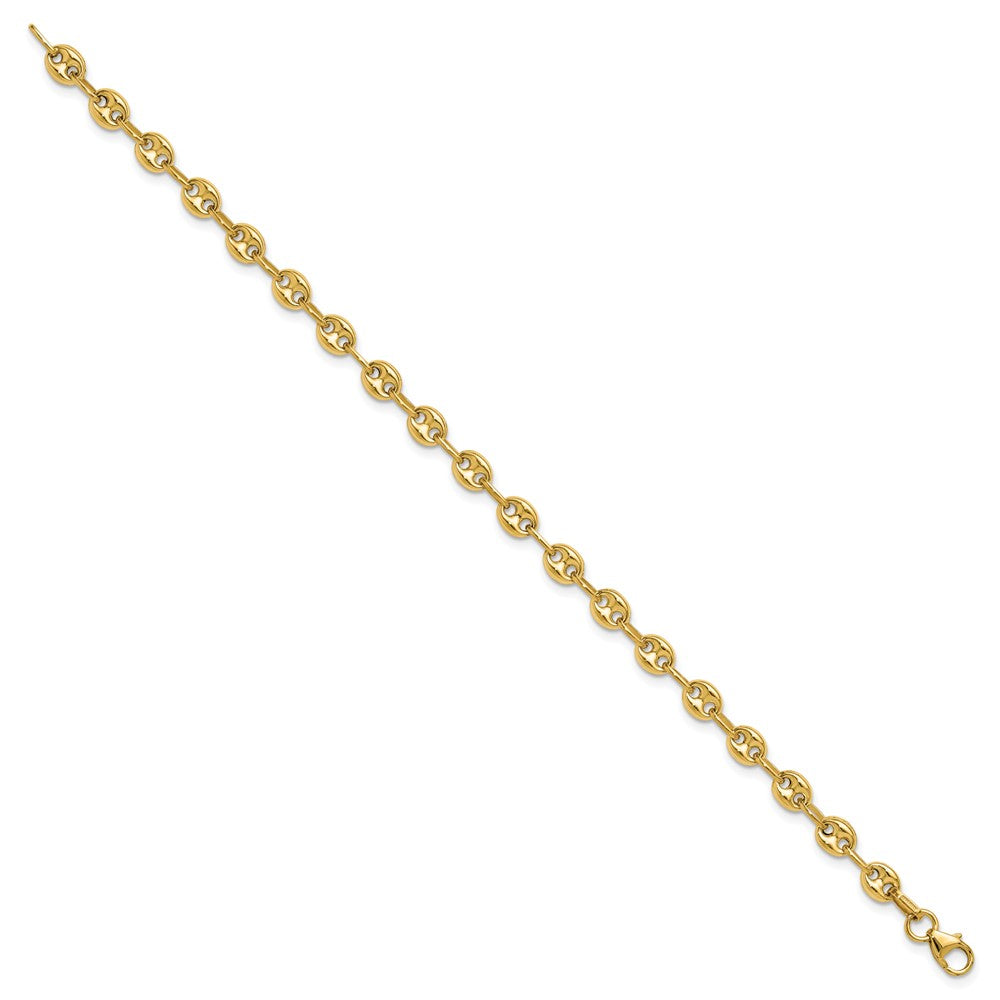 14K Gelbgold Poliert Gewölbt Marine Glieder Armband