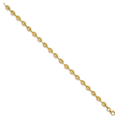 14K Gelbgold Poliert Gewölbt Marine Glieder Armband