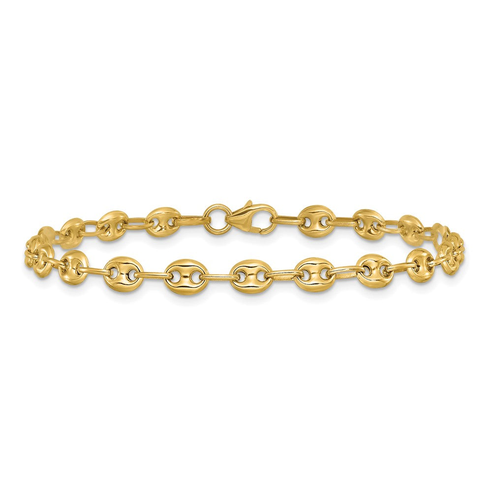 14K Gelbgold Poliert Gewölbt Marine Glieder Armband