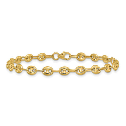 14K Gelbgold Poliert Gewölbt Marine Glieder Armband