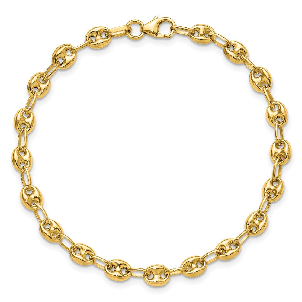 14K Gelbgold Poliert Gewölbt Marine Glieder Armband