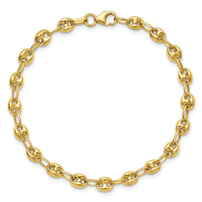 14K Gelbgold Poliert Gewölbt Marine Glieder Armband