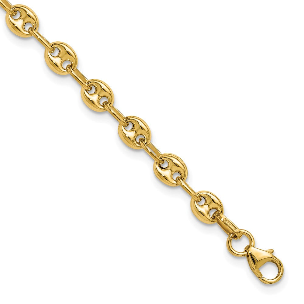 14K Gelbgold Poliert Gewölbt Marine Glieder Armband